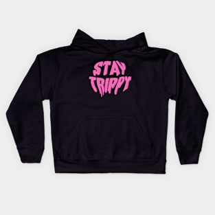 dripping/melting stay trippy in neon hot pink Kids Hoodie